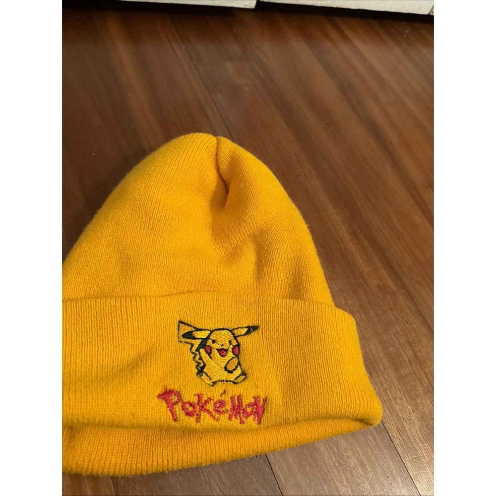 Vintage Pokémon Pikachu Knit Orange Embroidered Beanie Patch One Size - Picture 4 of 5